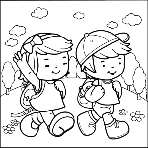 coloring pages of a boy and girl